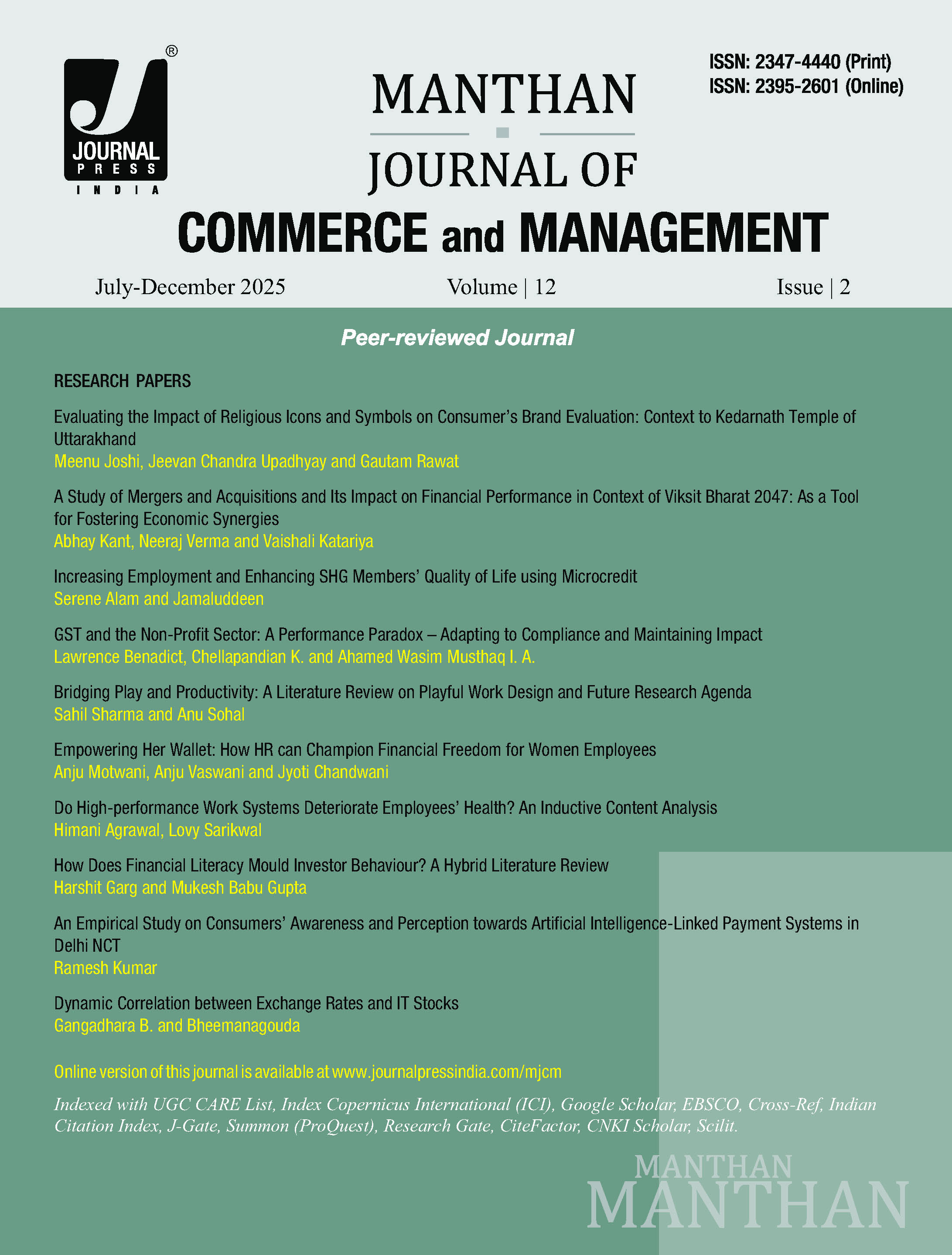 MANTHAN: Journal of Commerce and Management